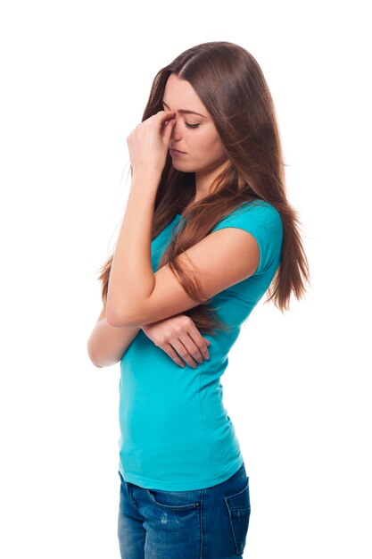 Young woman with headache