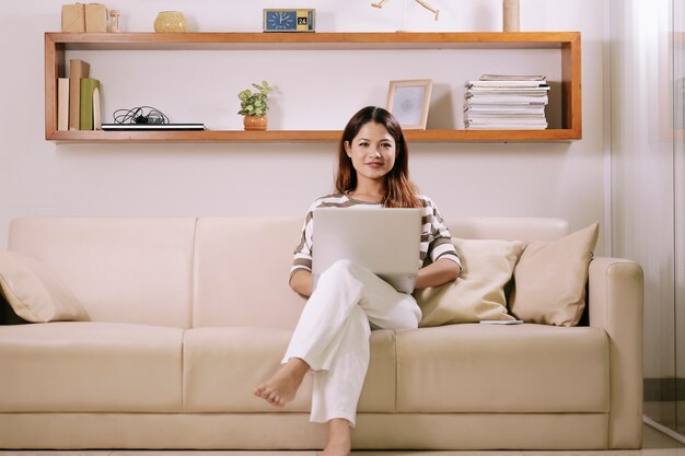 Young woman working from home