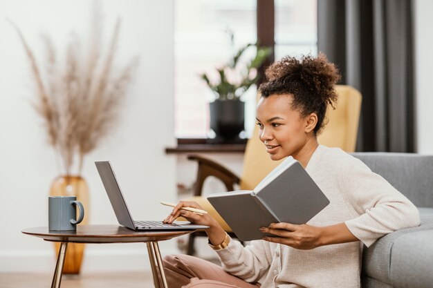 Young woman working from home