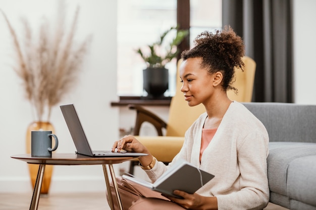 Young woman working from home