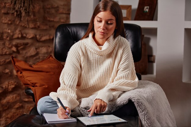 Young woman working from home