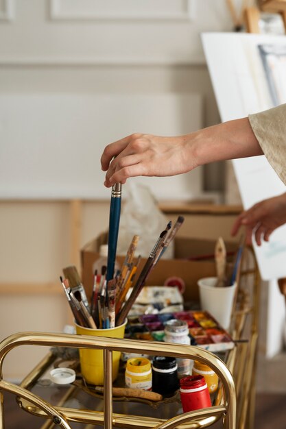 Young woman working in her worshop