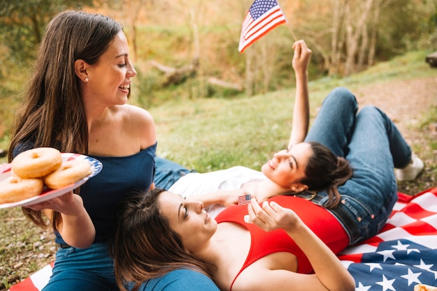 Free Photo young women celebrating 4th of july