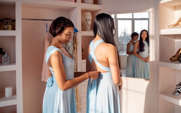 Young women enjoying bachelorette party