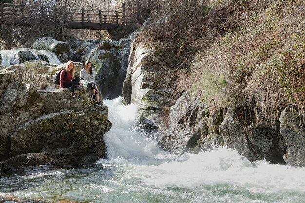 Young women enjoying the natural landscape