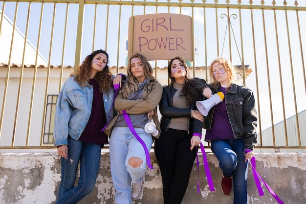 Free photo young women protesting together