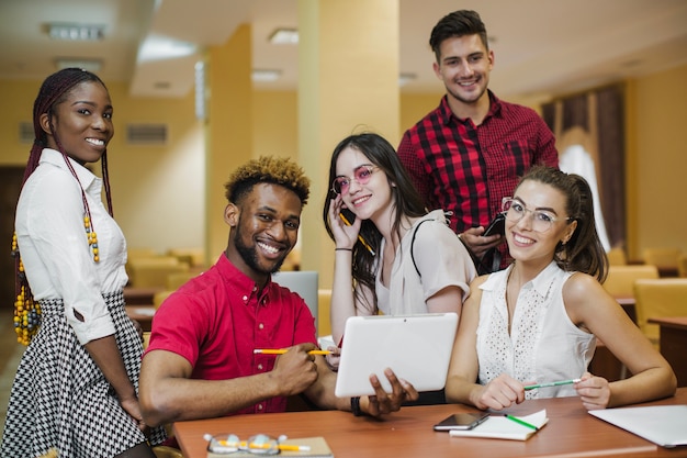 Youngsters posing in library