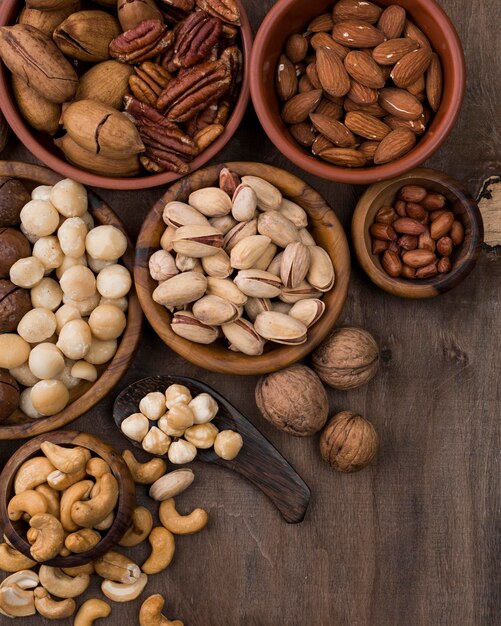 Yummy organic nuts snack in bowls