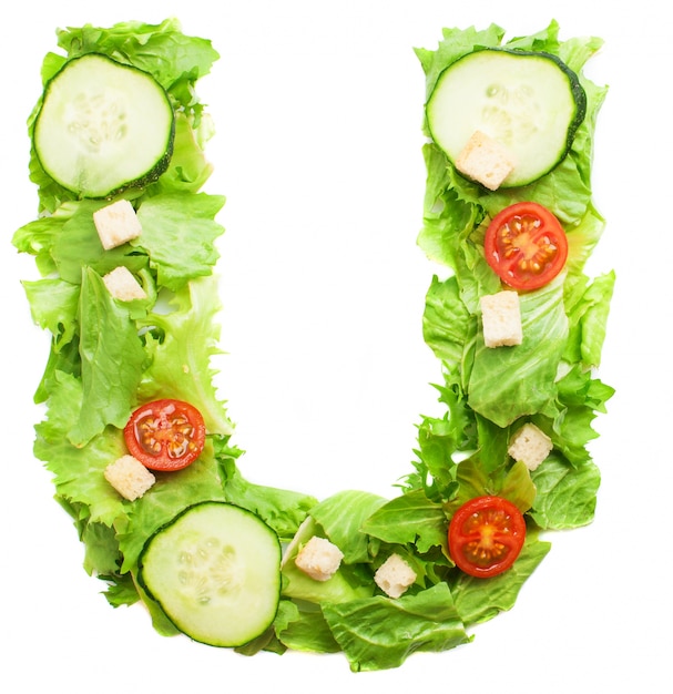 Free photo yummy salad with the letter u