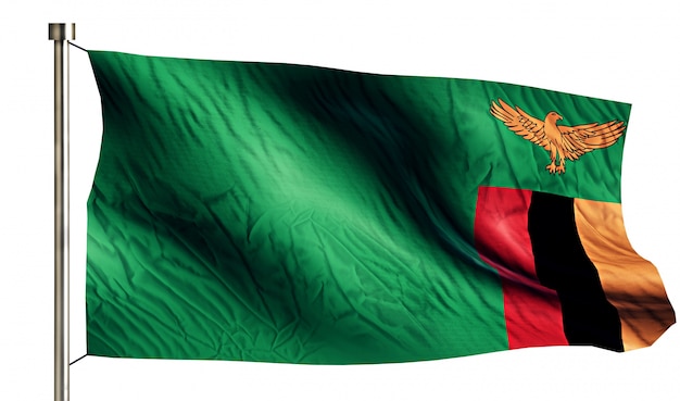 Zambia National Flag Isolated 3D White Background