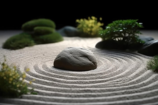 Free Photo zen stones garden meditation with dark background ai generative