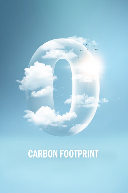 Free Photo zero carbon footprint text with clouds texture