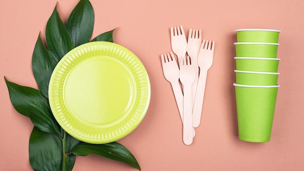 Zero waste green biodegradable tableware and plant