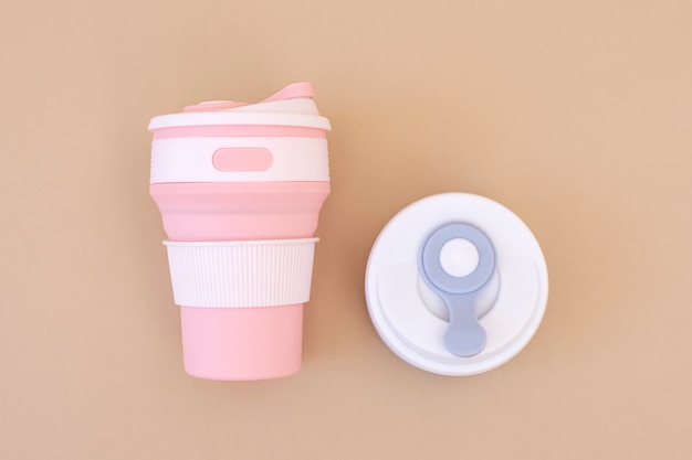 Free photo zero waste pastel colored thermoses