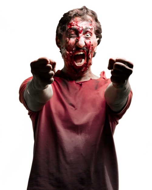 Free Photo zombie shouting with clenched fists