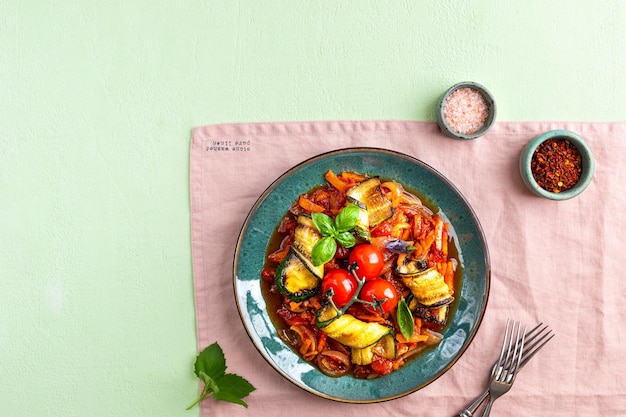 Zucchini pasta in red sauce Sauteed Vegetables Zucchini carrot onion garlic and tomatoes