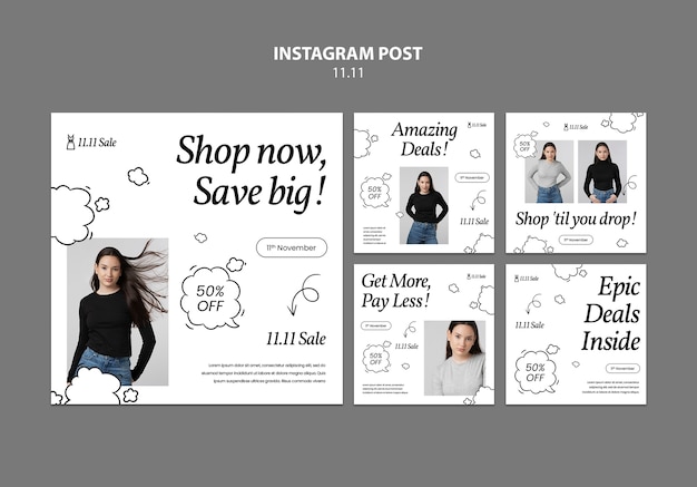 Free PSD 11.11 flash sale instagram posts