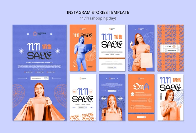 Free PSD 11.11 flash sale instagram stories