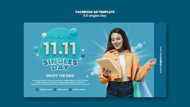 Free PSD 11.11 singles day social media promo template