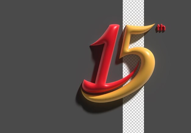 15th Years Anniversary Celebration 3d Render Transparent Psd File