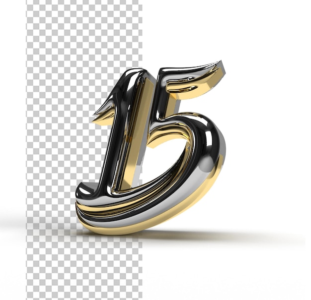 Free PSD 15th years anniversary lettering 3d line art transparent psd font design