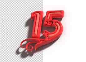 Free PSD 15th years anniversary lettering 3d line art transparent psd font design