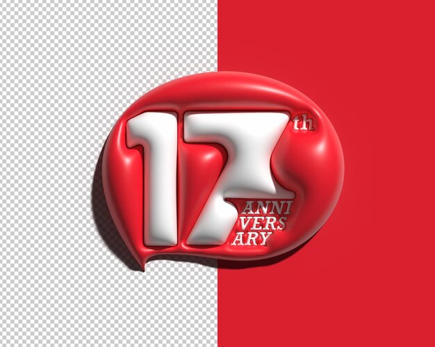 17th Years Anniversary 3D Celebration Design Transparent Psd File