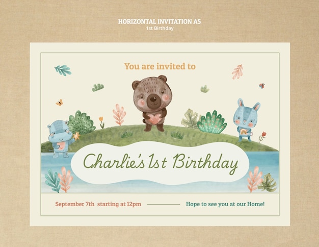 Free PSD 1st birthday template design