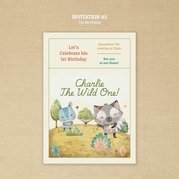 Free PSD 1st birthday template design