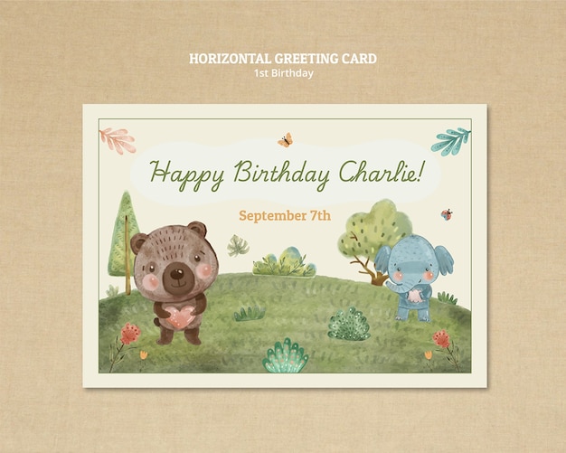 Free PSD 1st birthday template design