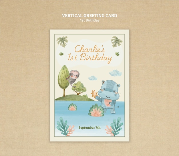 Free PSD 1st birthday template design