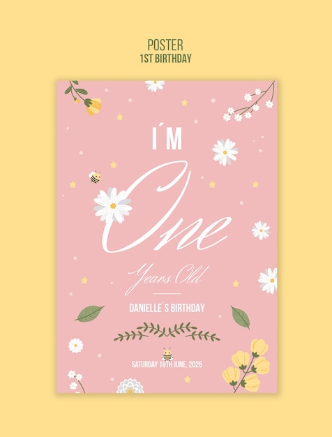 1st birthday template design