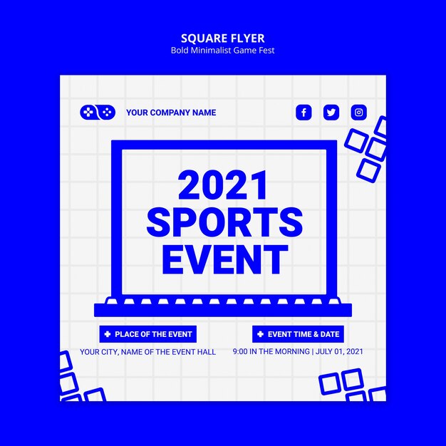 2021 e-sports event square flyer template