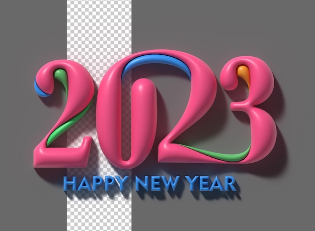 Free PSD 2023 happy new year 3d render text typography design banner poster 3d illustration