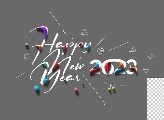 Free PSD 2023 happy new year 3d render text typography design banner poster 3d illustration