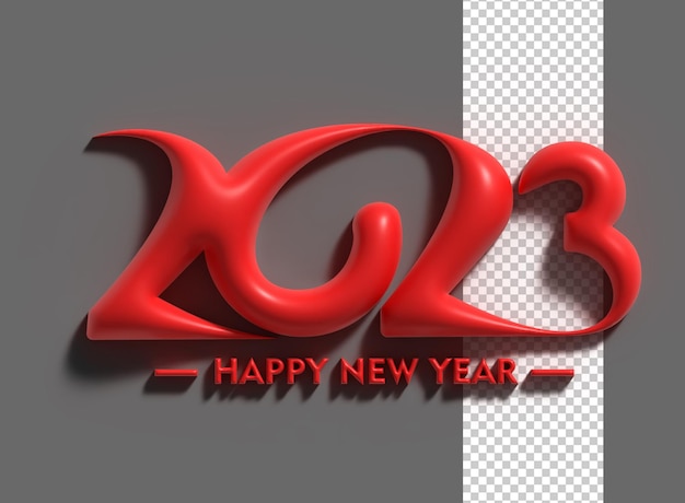 Free PSD 2023 happy new year 3d render text typography design banner poster 3d illustration