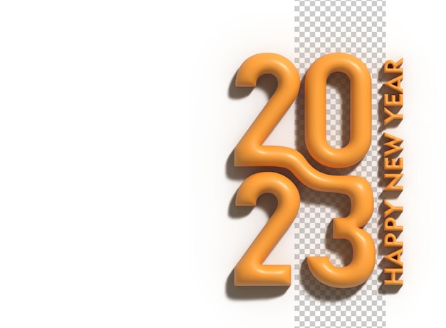 Free PSD 2023 happy new year 3d render text typography design banner poster 3d illustration