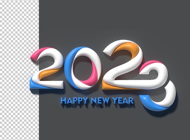 Free PSD 2023 happy new year 3d render text typography design banner poster 3d illustration