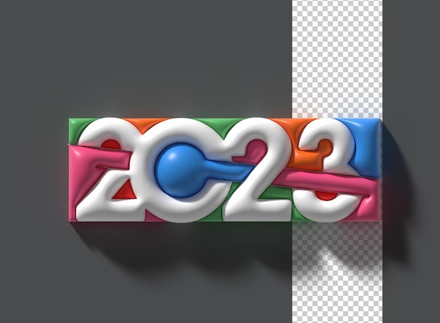 2023 happy new year 3d render text typography design banner poster 3d illustration