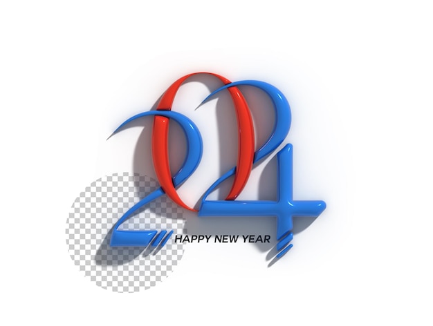 2024 Happy New Year 3d Lettering Typographical Transparent Psd