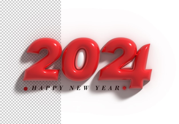 Free PSD 2024 happy new year lettering typographical transparent psd