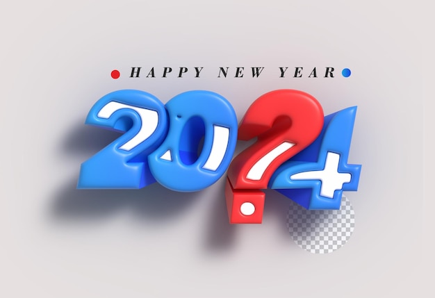 Free PSD 2024 happy new year lettering typographical transparent psd