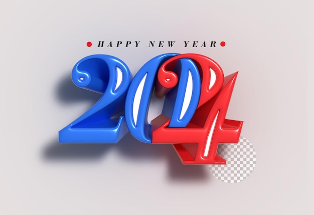 Free PSD 2024 happy new year lettering typographical transparent psd