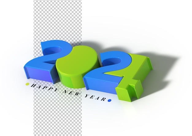 Free PSD 2024 happy new year lettering typographical transparent psd