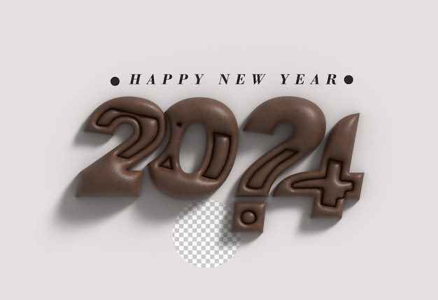 Free PSD 2024 happy new year lettering typographical transparent psd