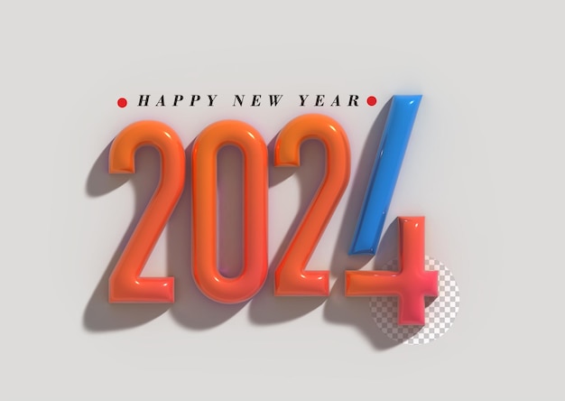 Free PSD 2024 happy new year lettering typographical transparent psd