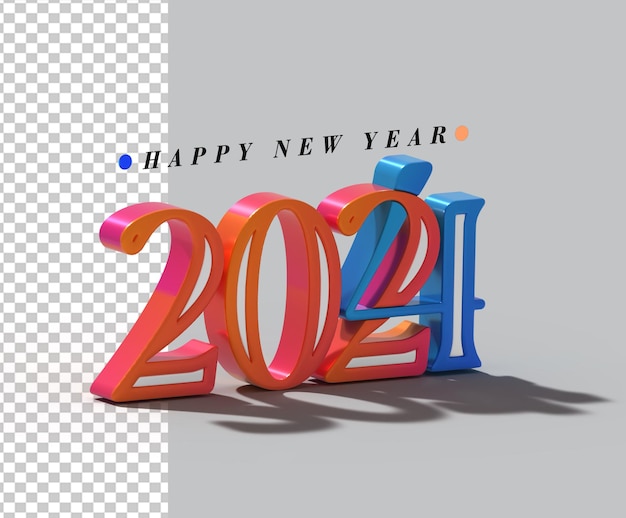 2024 happy new year lettering typographical transparent psd