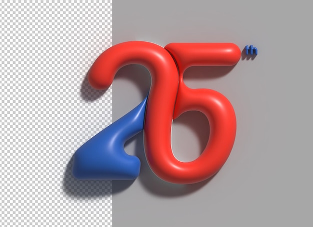 Free PSD 25th twentyfive number 3d illustration design