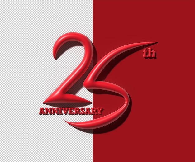 25th Years Anniversary Celebration 3d Render Transparent Psd File