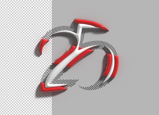 Free PSD 25th years anniversary lettering 3d line art transparent psd font design